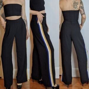 BABATON Aritzia Sadiki Pants Pleats Wide Leg Side Stripes Women's Size 00
